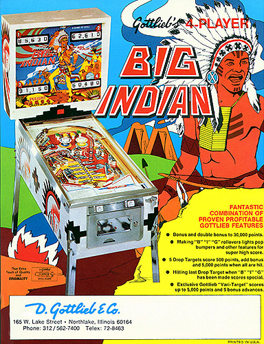 Flipper BIG INDIAN chez Alda.fr